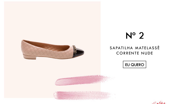 Sapatilha Bico Verniz Corrente Nude Crema 